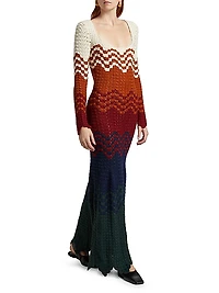 Origen Chiri Striped Alpaca-Knit Maxi Dress