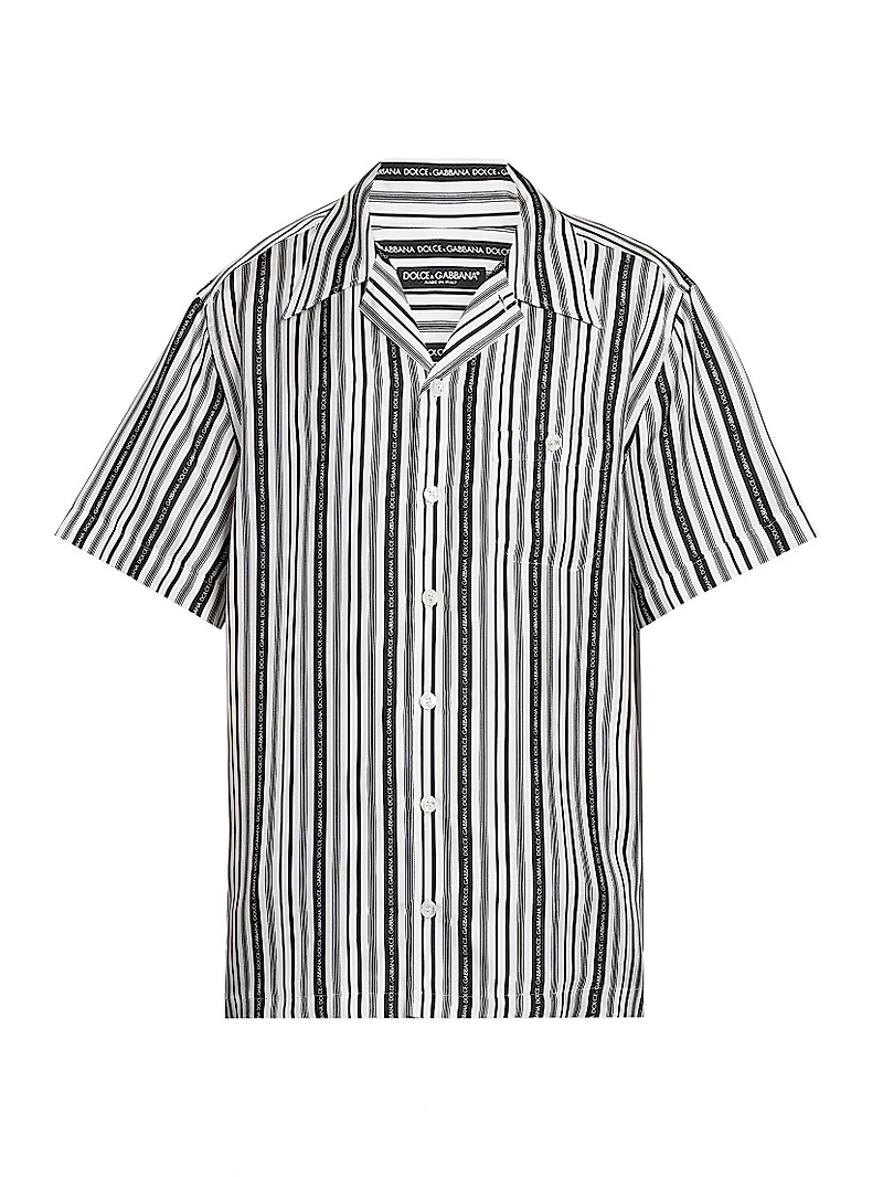 Logo Striped Silk Twill Shirt