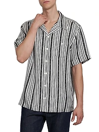Logo Striped Silk Twill Shirt