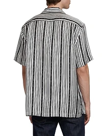 Logo Striped Silk Twill Shirt