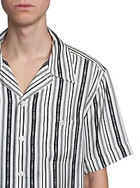 Logo Striped Silk Twill Shirt