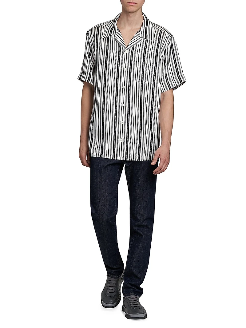 Logo Striped Silk Twill Shirt