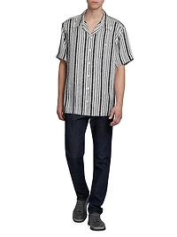 Logo Striped Silk Twill Shirt