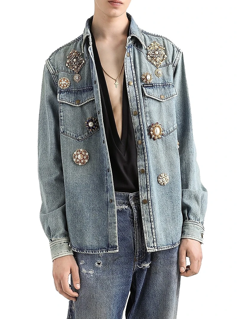Embellished Denim Shirt