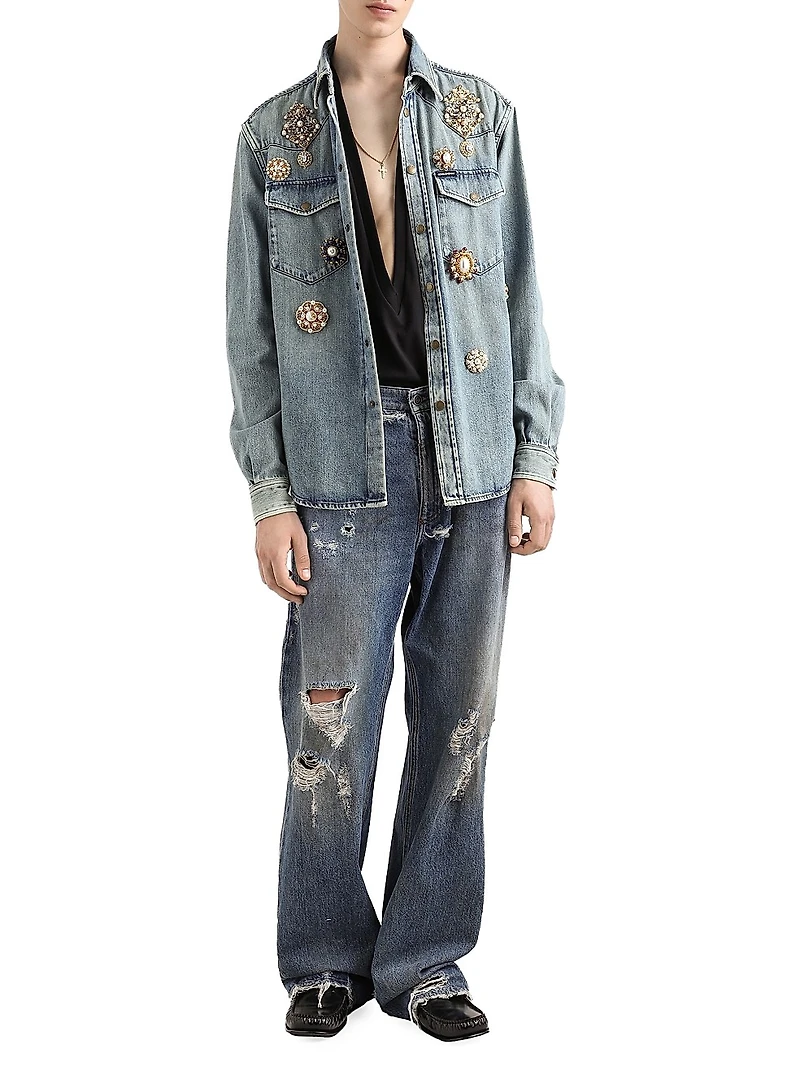 Embellished Denim Shirt