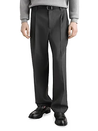 Stretch-Wool Pleated Trousers