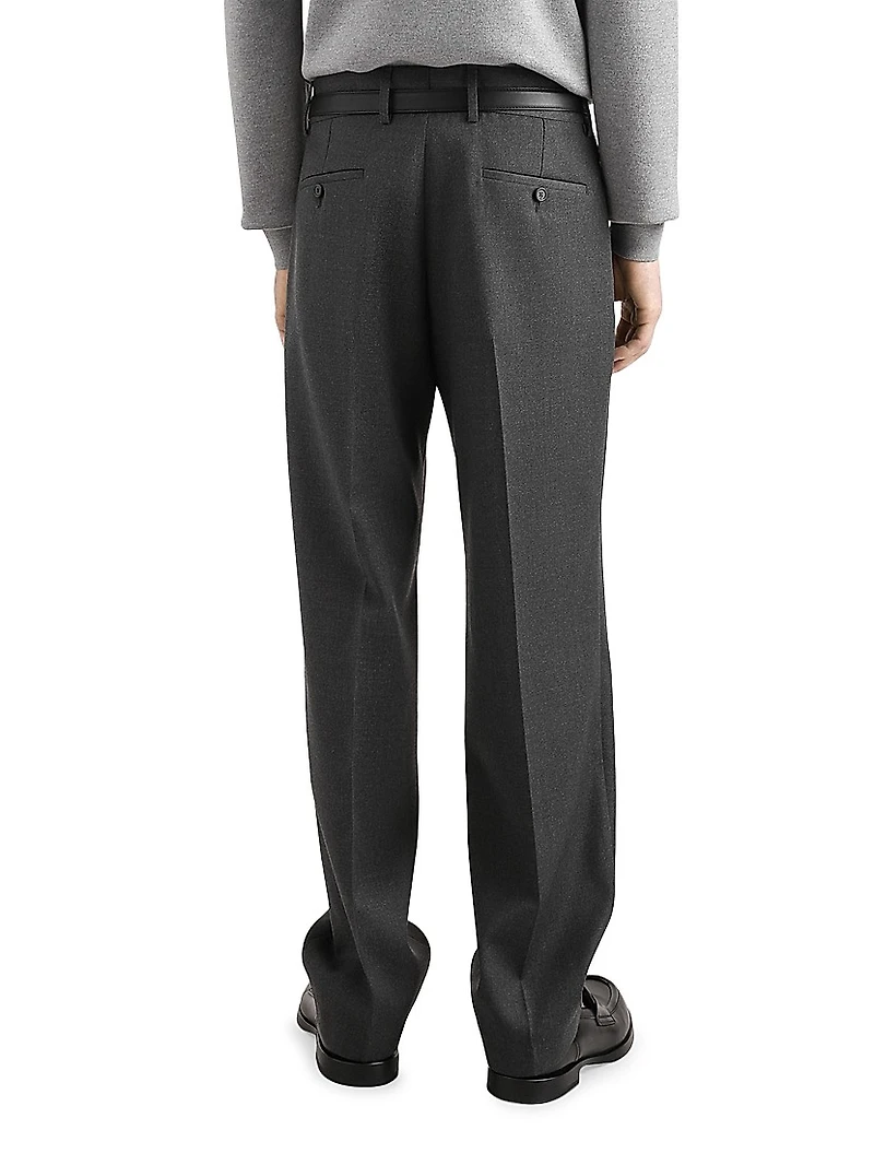 Stretch-Wool Pleated Trousers
