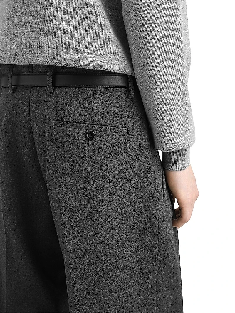 Stretch-Wool Pleated Trousers