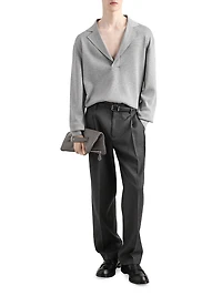 Stretch-Wool Pleated Trousers