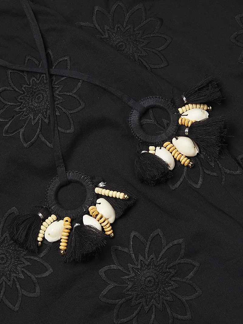 Milan Floral Cotton Drawstring Wide-Leg Pants