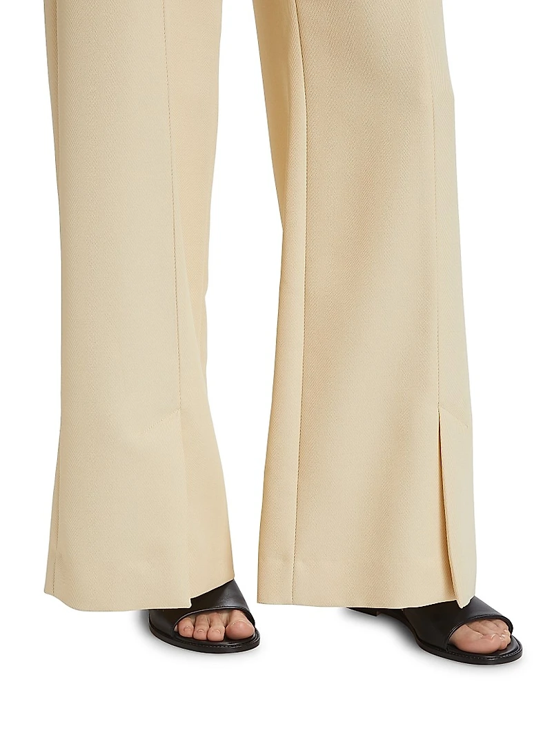 Wool Twill Split-Hem Straight-Leg Pants