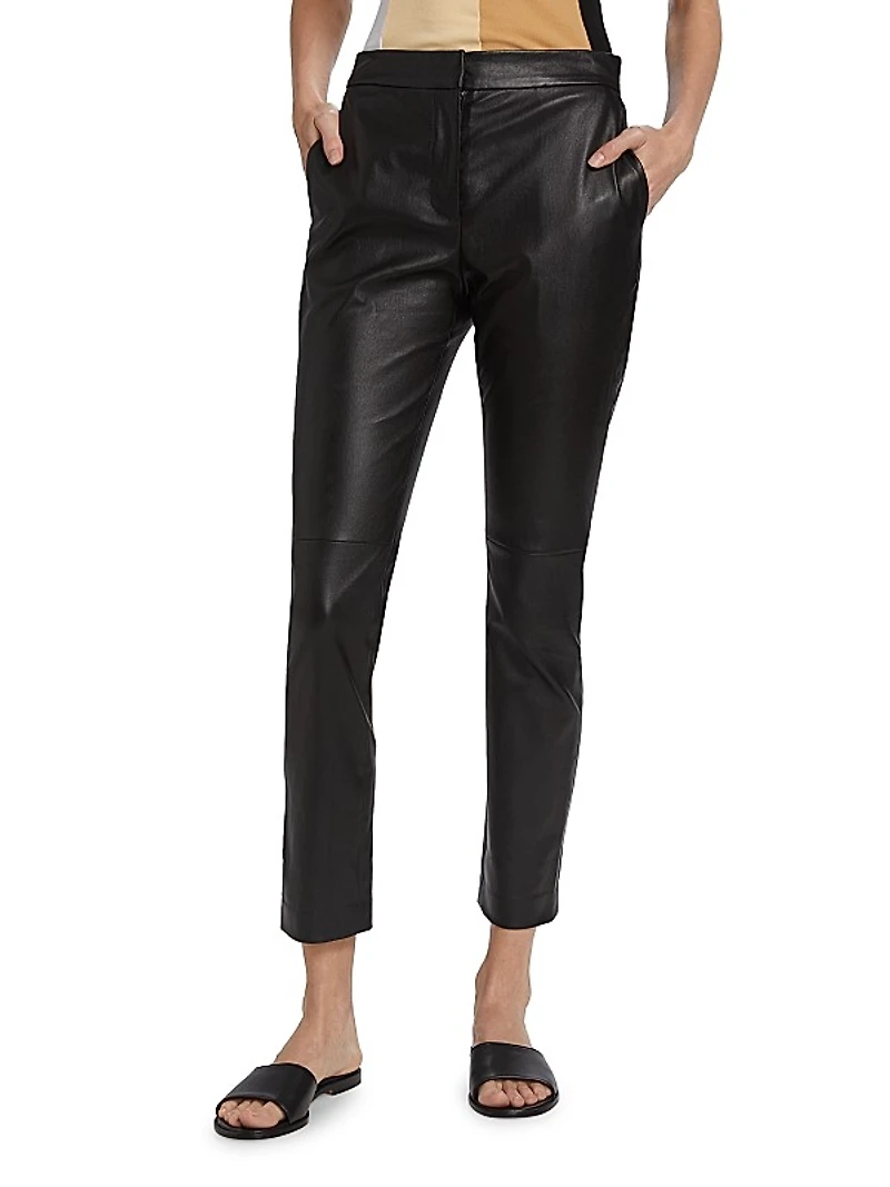 Leather-Blend Crop Skinny Pants