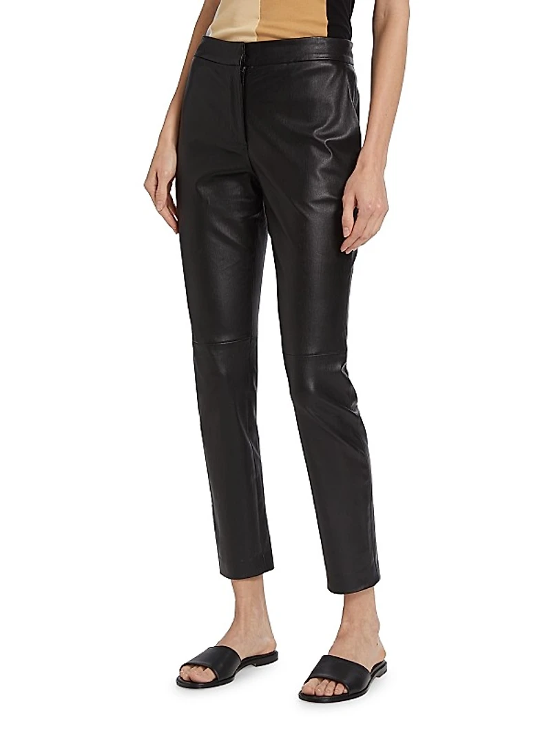 Leather-Blend Crop Skinny Pants