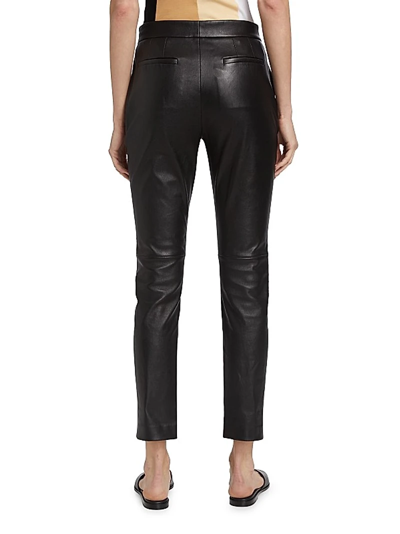 Leather-Blend Crop Skinny Pants