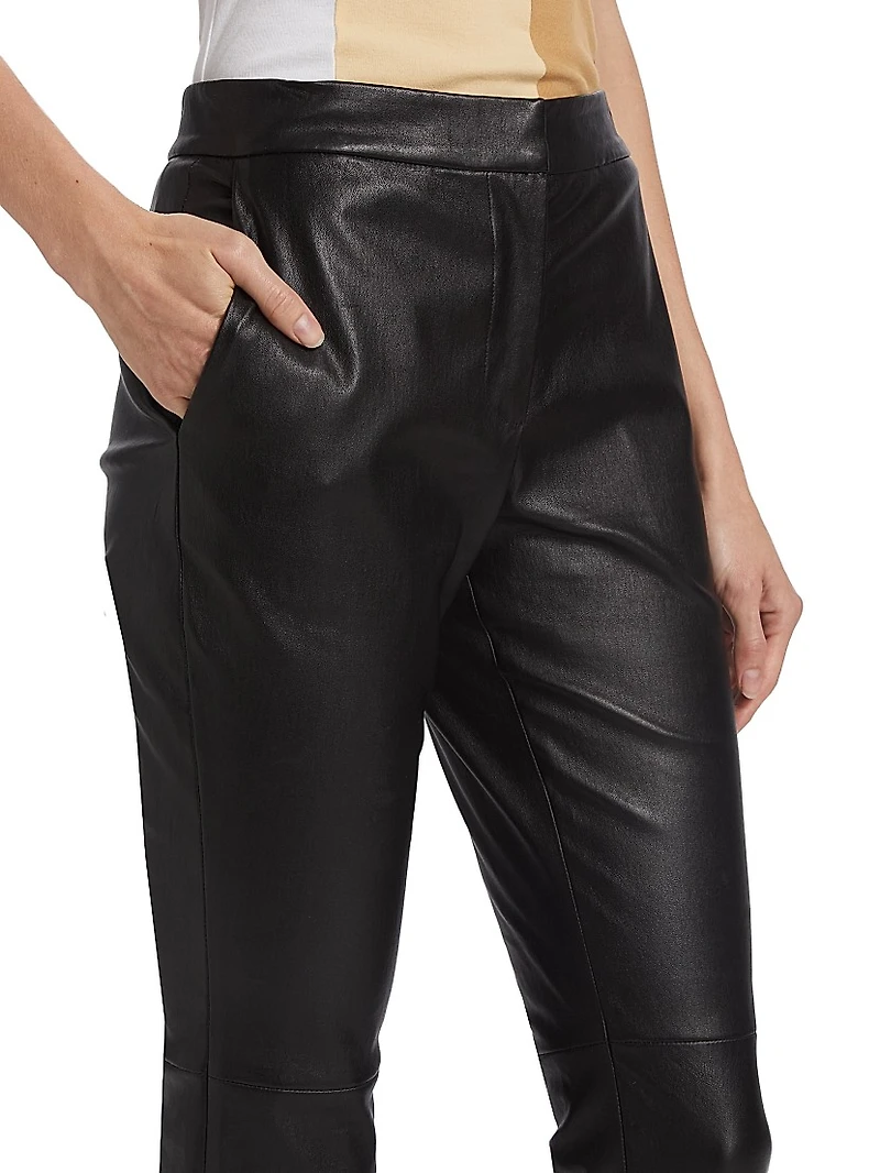Leather-Blend Crop Skinny Pants