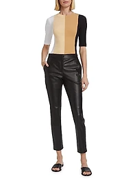 Leather-Blend Crop Skinny Pants