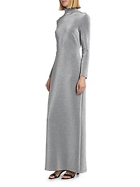 Metallic Lurex Turtleneck Maxi Dress