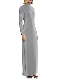 Metallic Lurex Turtleneck Maxi Dress