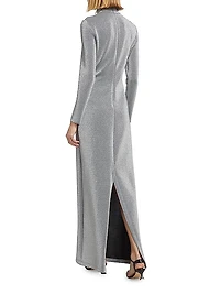 Metallic Lurex Turtleneck Maxi Dress