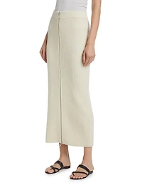 Ribbed Wool-Cashmere Zip-Up Maxi Skirt
