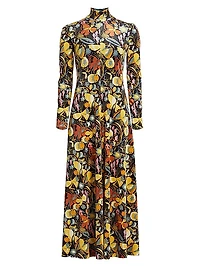 Floral Velvet Turtleneck Maxi Dress