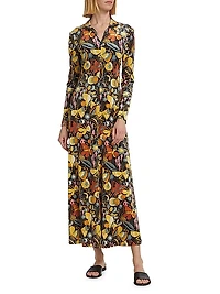 Floral Velvet Turtleneck Maxi Dress