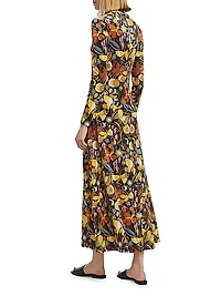 Floral Velvet Turtleneck Maxi Dress