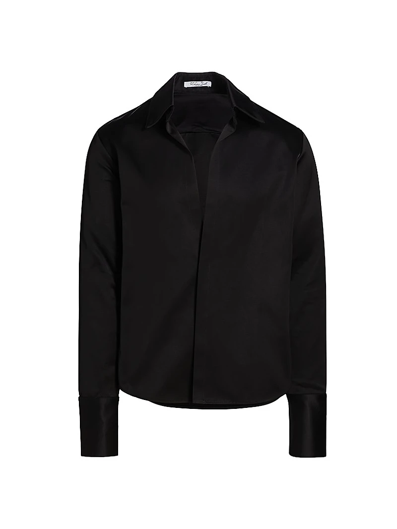 Open Chest Satin Dress Shirt