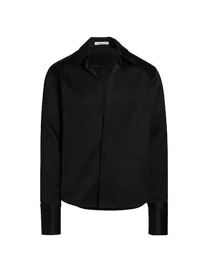 Open Chest Satin Dress Shirt