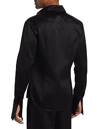 Open Chest Satin Dress Shirt