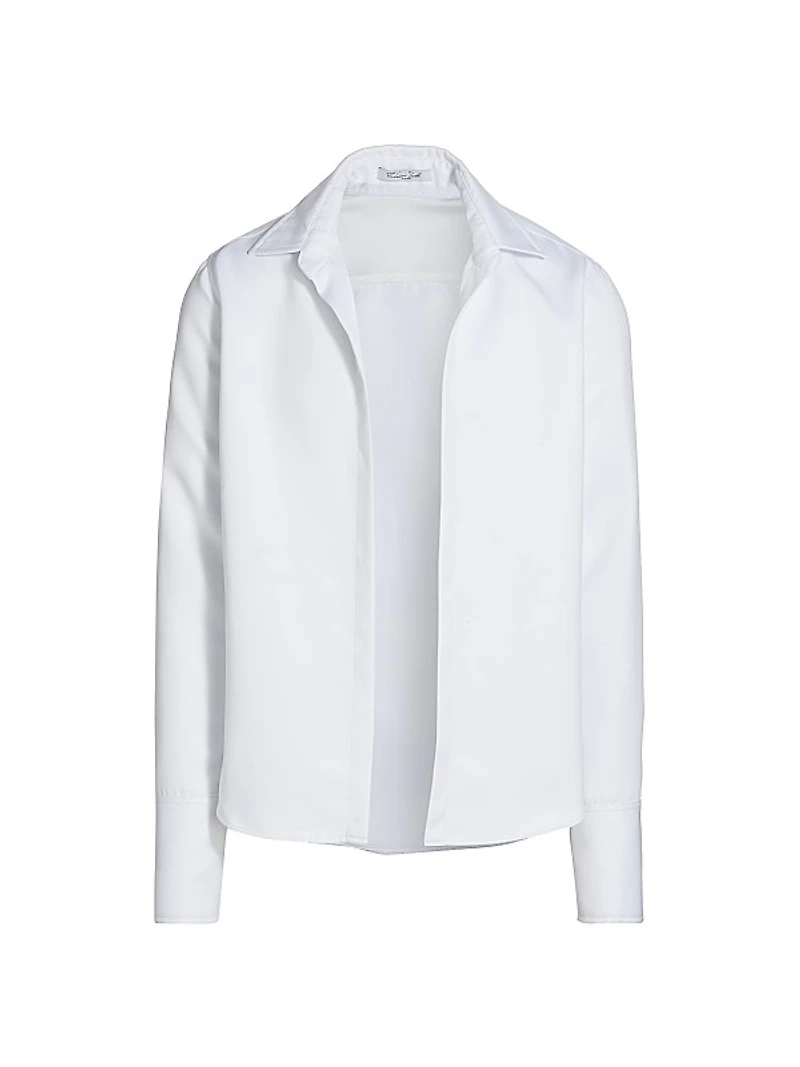 Open Chest Matte Satin Dress Shirt