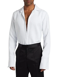 Open Chest Matte Satin Dress Shirt