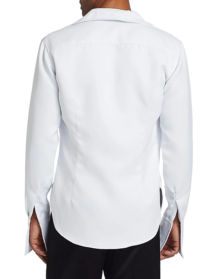 Open Chest Matte Satin Dress Shirt