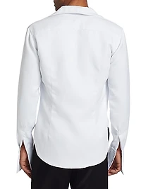 Open Chest Matte Satin Dress Shirt