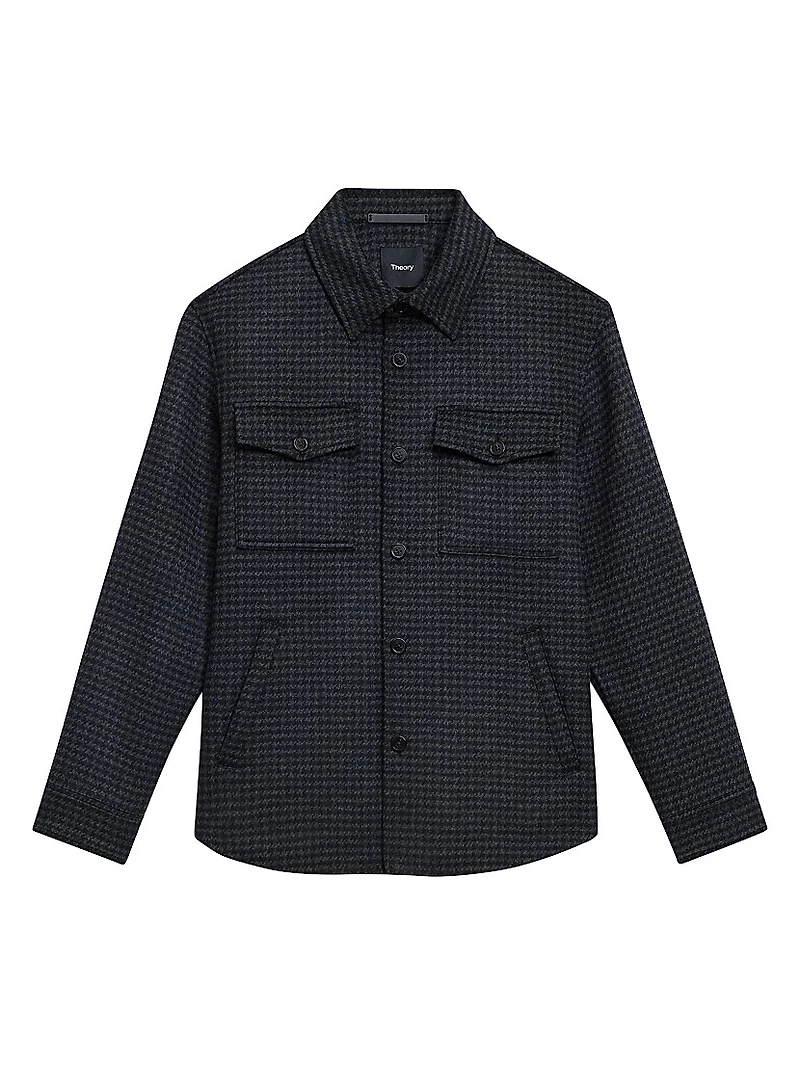 Houndstooth Wool-Cashmere Shirt Jacket