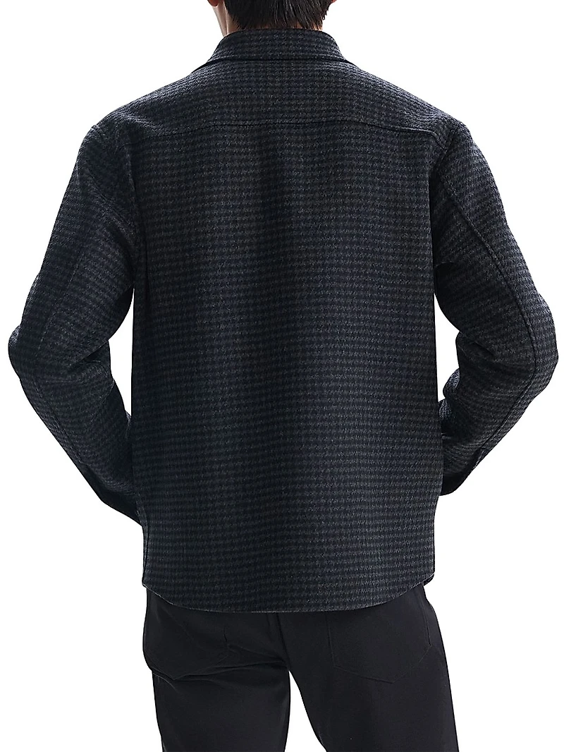 Houndstooth Wool-Cashmere Shirt Jacket