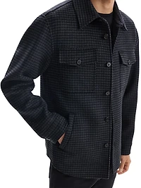 Houndstooth Wool-Cashmere Shirt Jacket