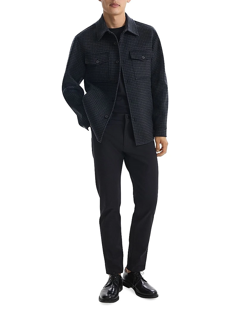 Houndstooth Wool-Cashmere Shirt Jacket