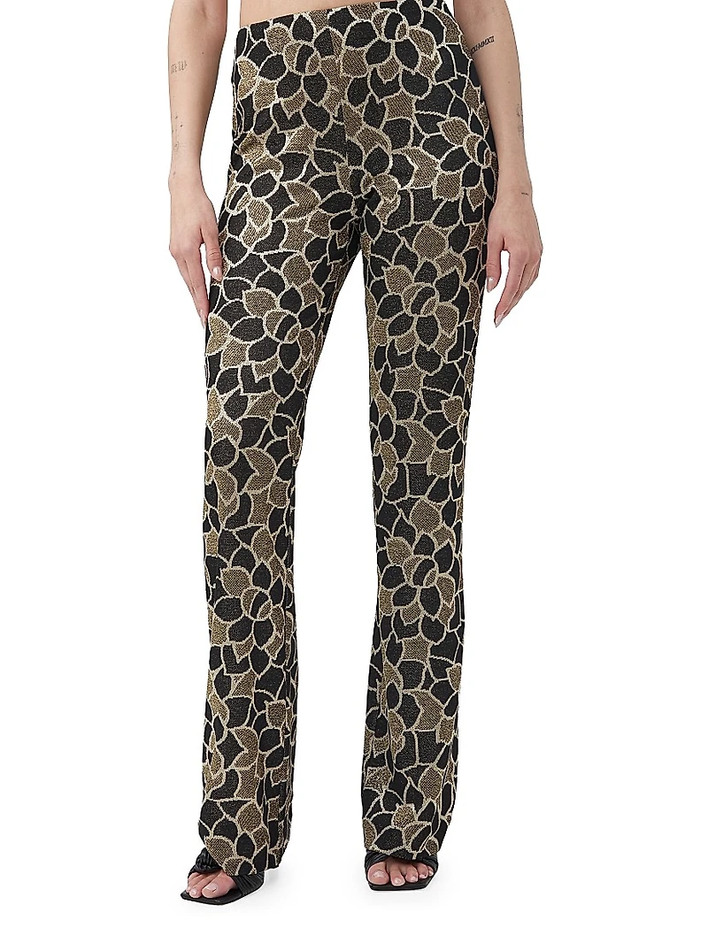 Jacoba Floral Knit Jacquard Straight Pants