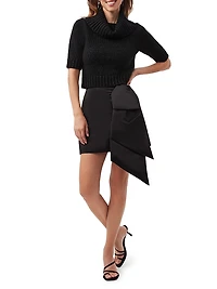 Vinka Bow Satin Miniskirt