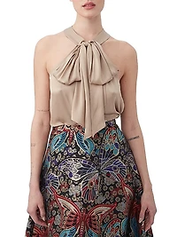 Mallie Silk-Blend Halterneck Top