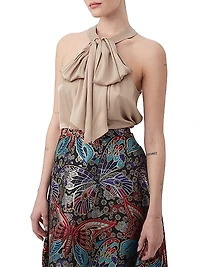 Mallie Silk-Blend Halterneck Top