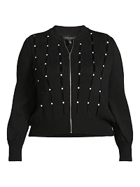Plus Embellished Cut-Out Zip-Up Jacket