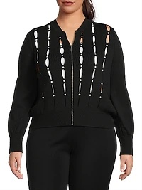 Plus Embellished Cut-Out Zip-Up Jacket