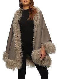 Loro Piana Cashmere & Wool Cape with Mongolian Lamb Trim