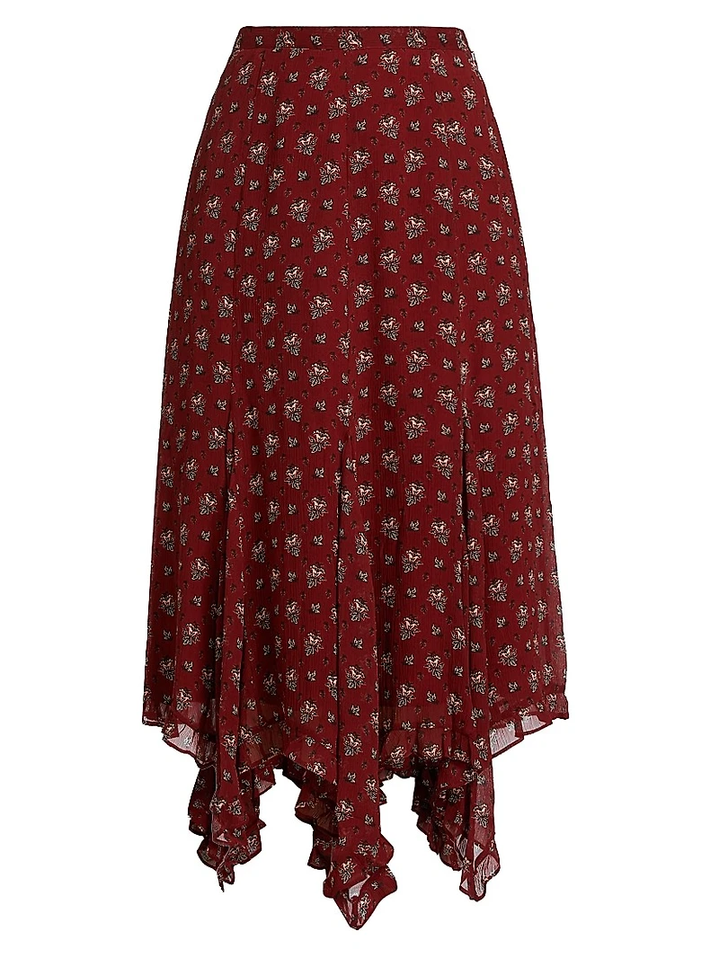 Rotelle Floral Silk Midi-Skirt