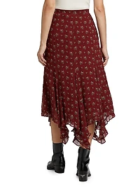 Rotelle Floral Silk Midi-Skirt
