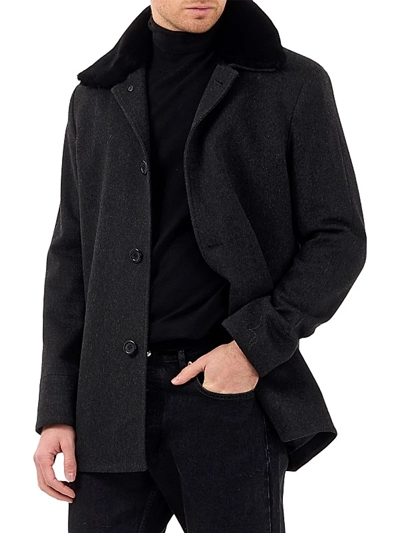 Men's Loro Piana Stroller Jacket with Select Shearling Lamb Collar