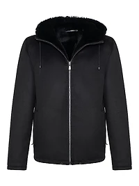 Men's Fabric Parka Jacket with Merino Shearling Lamb Lining
