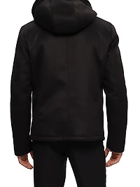 Men's Fabric Parka Jacket with Merino Shearling Lamb Lining